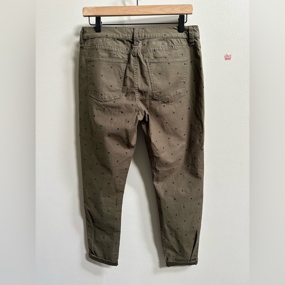 Current/Elliott Easy Stiletto Crop Pants Olive Green Black Polka Dots Women’s 28 - Picture 9 of 10